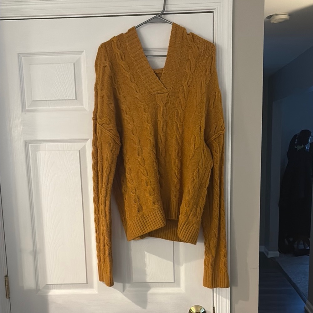 SO Yellow V-Neck Sweater Classic Knit